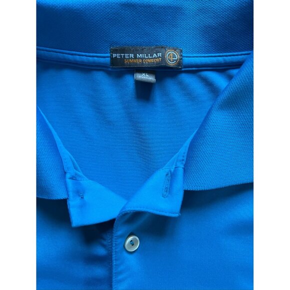 Peter Millar Summer Comfort Solid Wicking Polo in Jasper Blue SZ XL - Picture 2 of 8